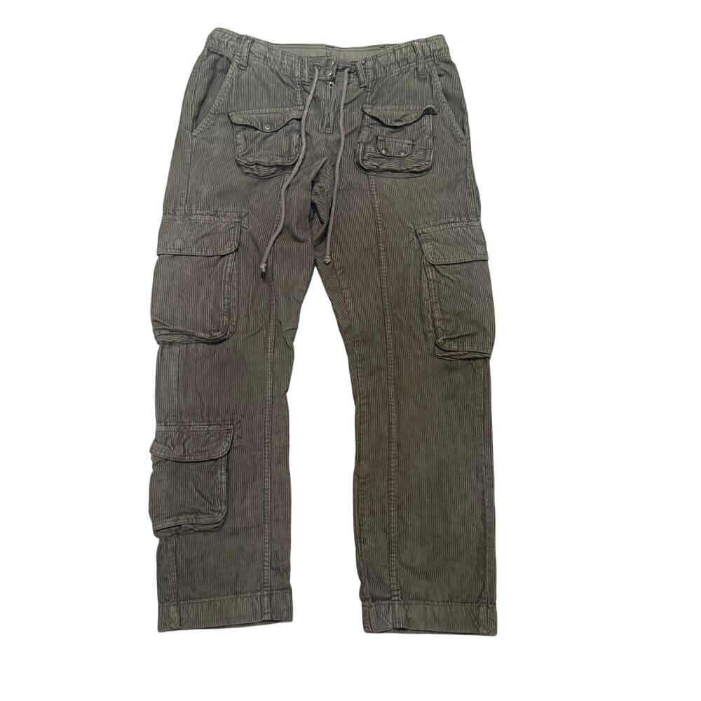 Free People Grey Corduroy Cargo Wide Leg Pants